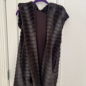 Elegant Brown Faux Fur Sweater Vest